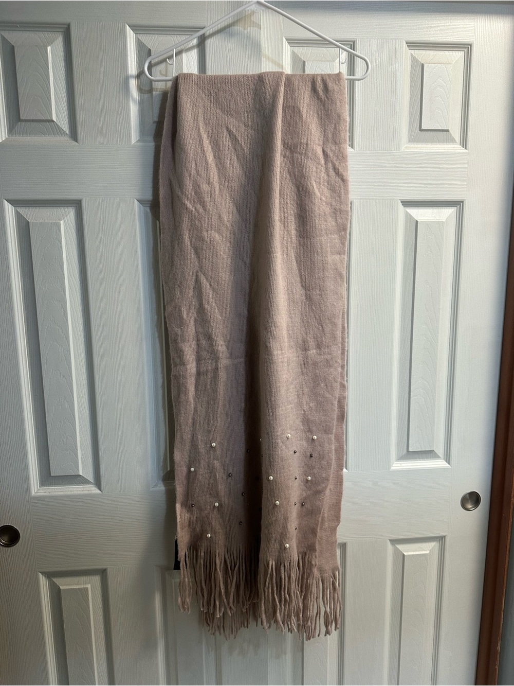 Cejon Blush Pink Embellished Fringe Wrap Scarf